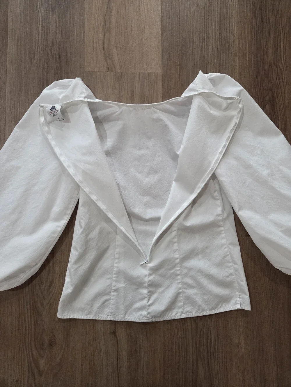 J.Crew x Thomas Mason Puff Sleeve Cotton Poplin Blouse 0 Minimalist Clean Girl